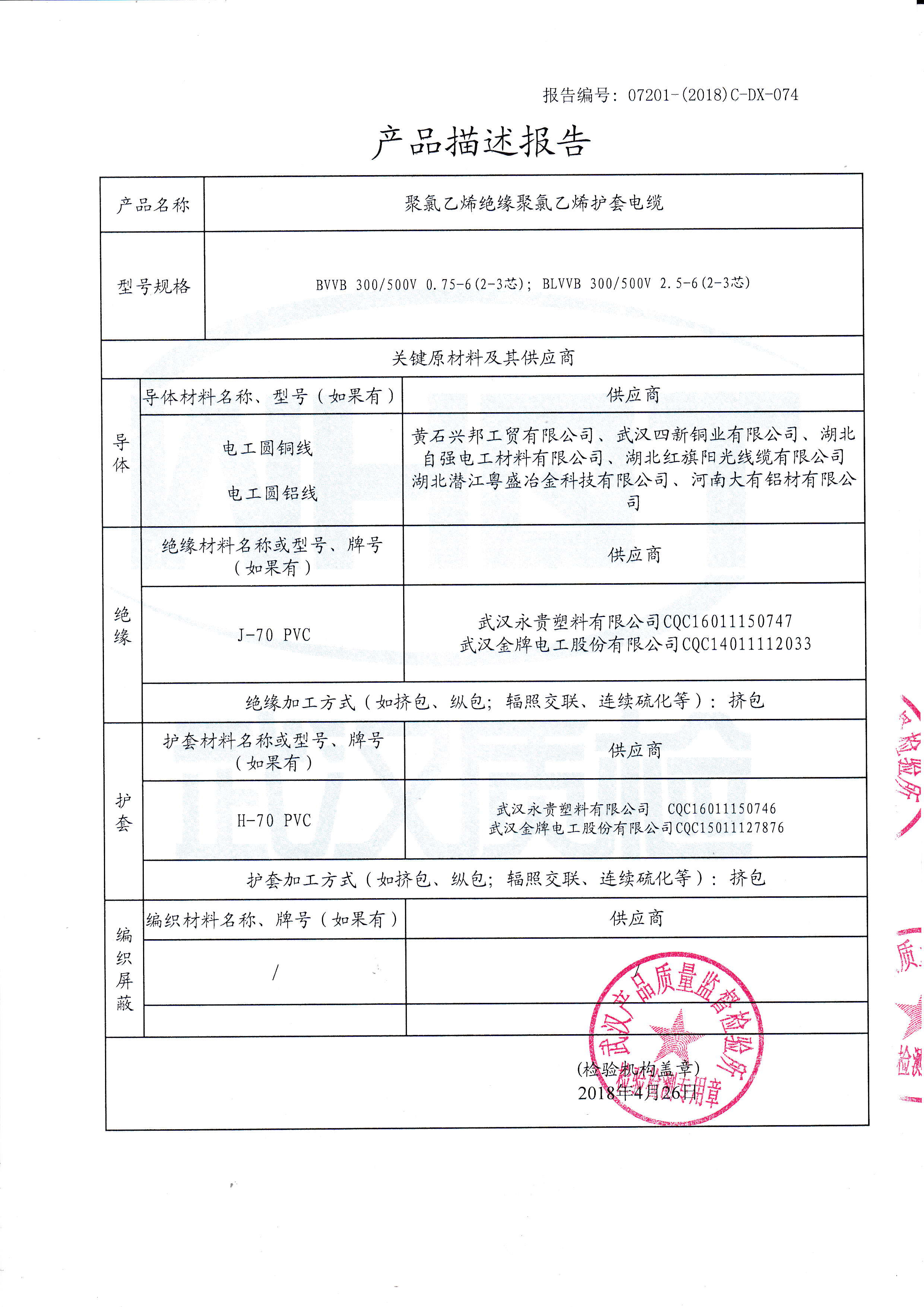 BVVB 300/500V 0.75-6(2-3芯); BLVVB 300/500V 2.5-6(2-3芯 )